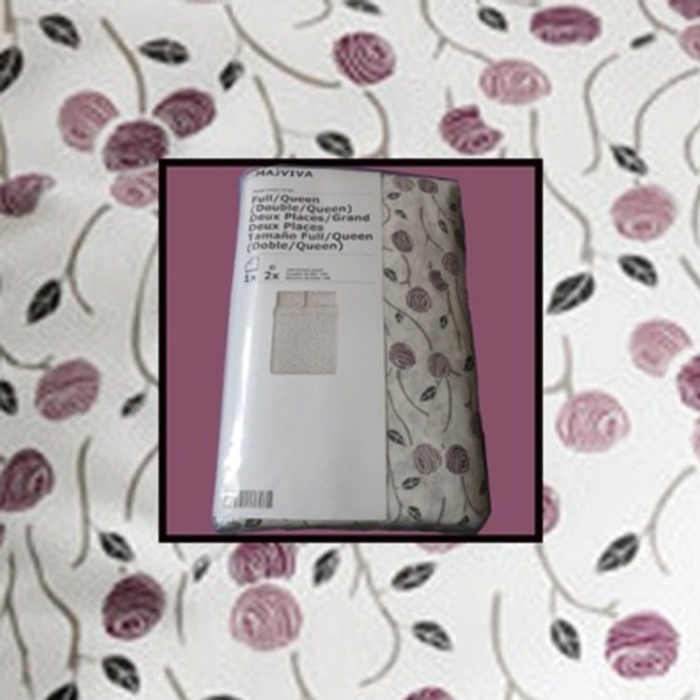 IKEA Majviva Duvet Cover Set Full Queen Lilac Rose Buds Cottagecore Retired